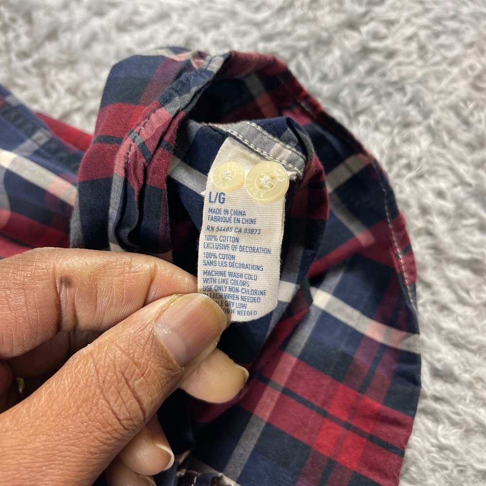 American Eagle Outfitters Plaid Button Down Shirt Long Sleeve Red Blue Men L - Picture 7 of 9